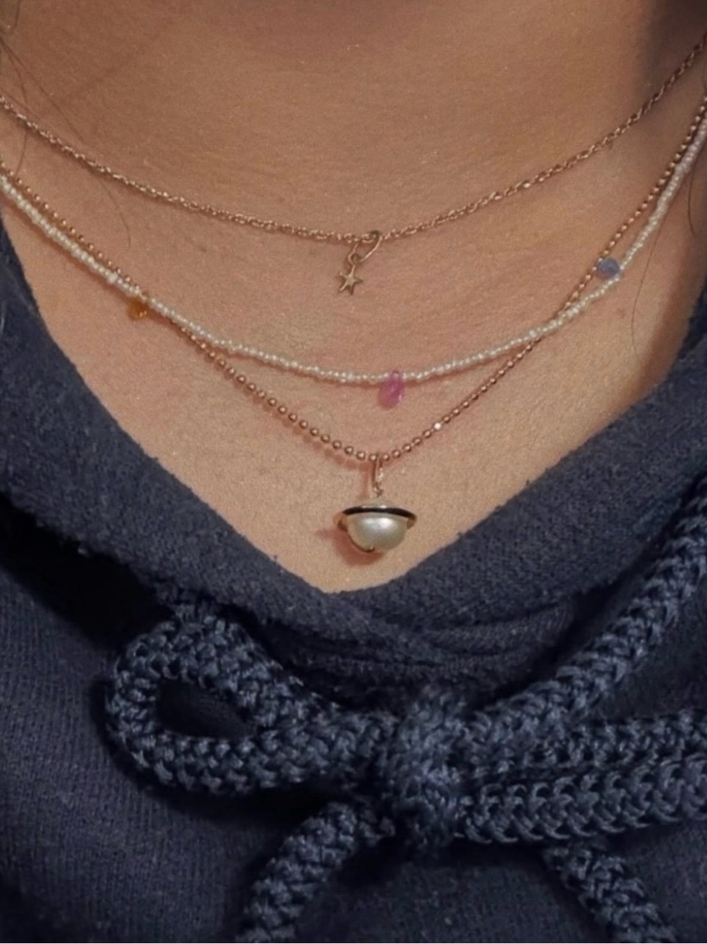 RARE Catbird Confetti Pearl & Sapphire Necklace - Picture 4 of 14